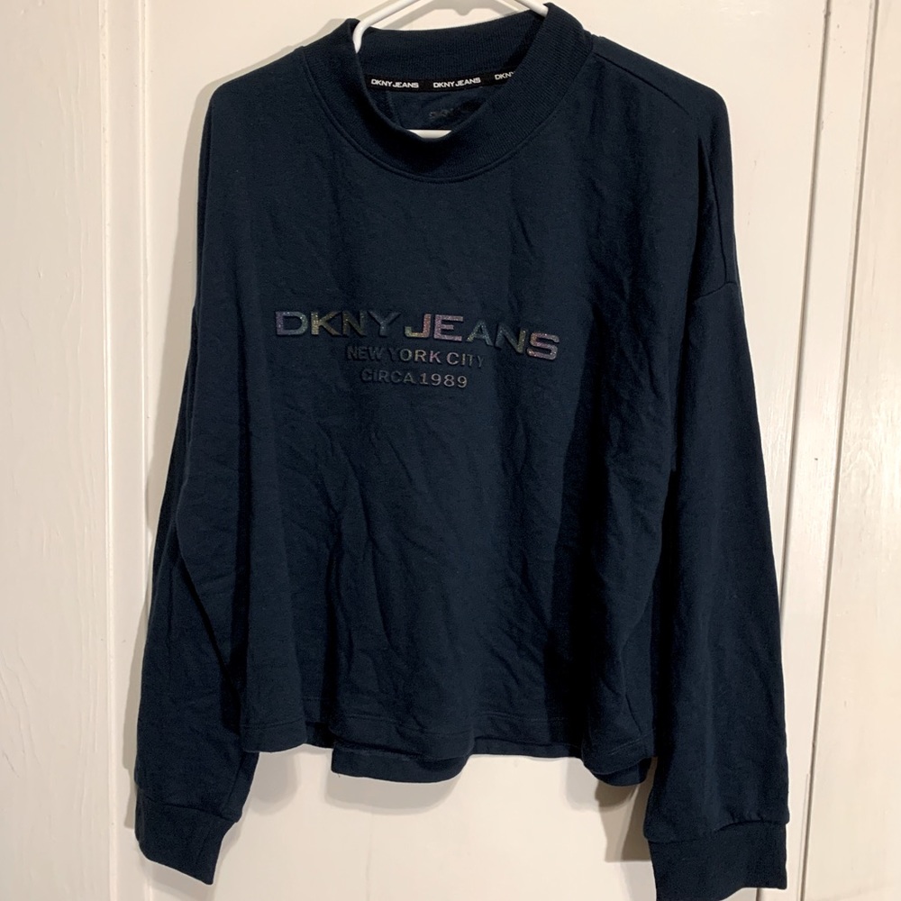 Vintage DKNY Jeans 1989 Pullover navy blue Sweatshirt size Large
